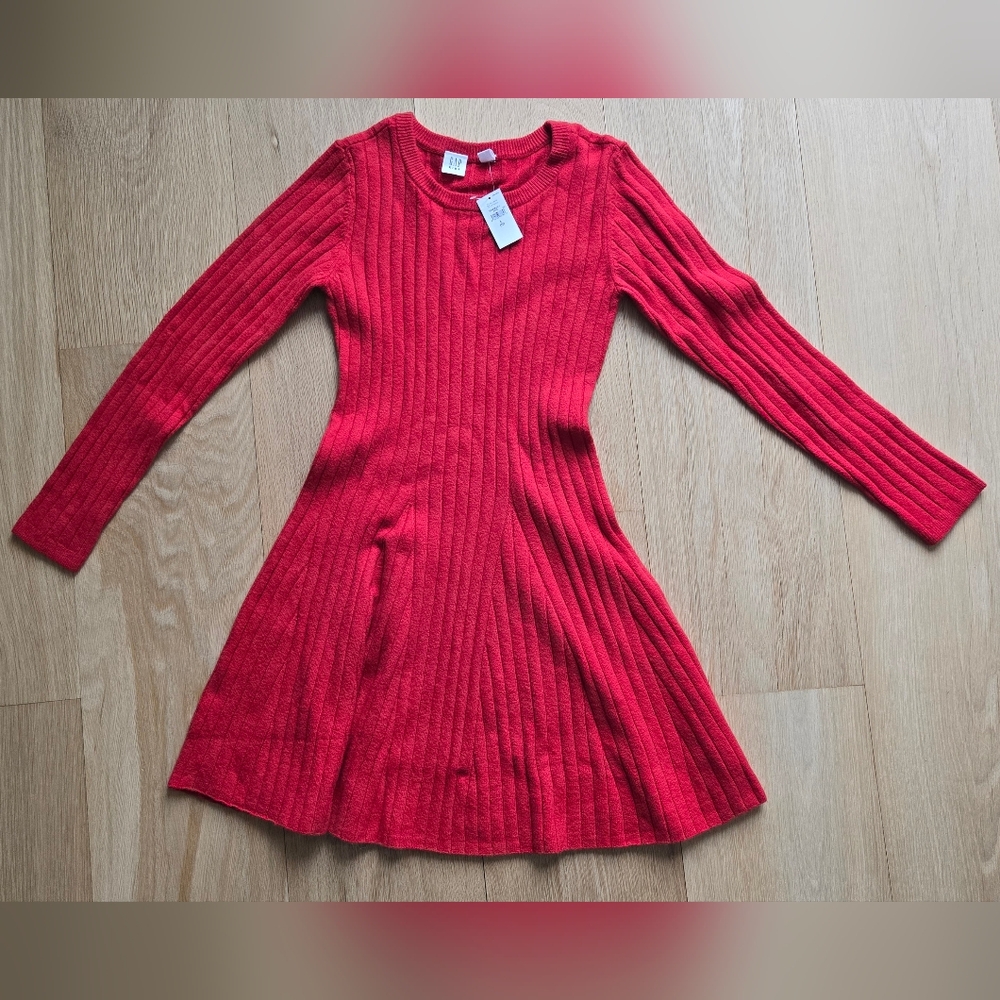 GAP Kids Bright Red Ribbed Sweater Dress